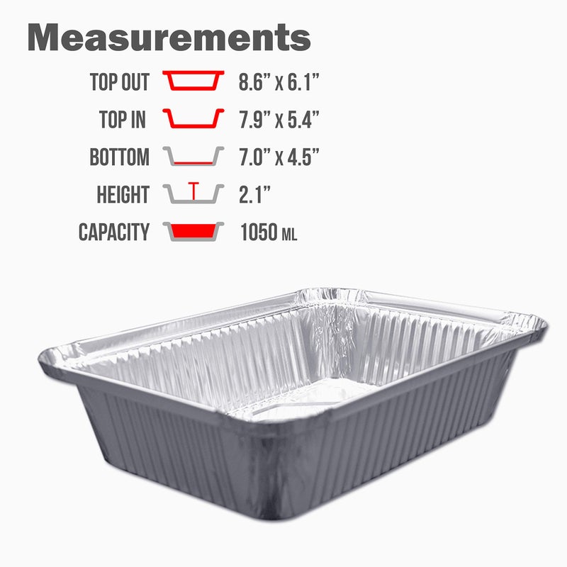 Fig & Leaf (120 Pack) Premium 2.5-LB Takeout Pans with Lids - 8.6" x 6.1" x 2" l Heavy Duty Disposable Aluminum Foil for Catering Party Meal Prep Freezer Drip Pans BBQ Potluck Holidays - Image 4